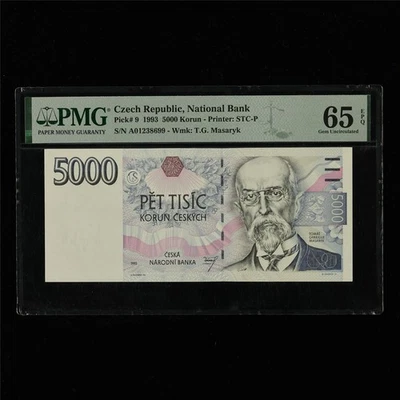 1993 Czech Republic National Bank 5000Korun P-9 PMG 65EPQ UNC A01 FIRST RELEASES - Image 1 of 4