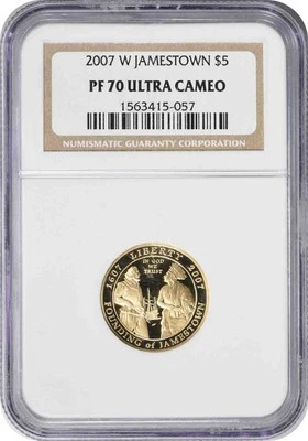 2007-W Jamestown Commemorative $5 Gold PR70UCAM NGC - Image 1 of 2