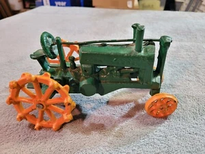 Cast Iron John Deere Farm Tractor 8" Green Yellow - Picture 1 of 4