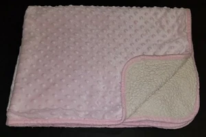 Pitter Patter Pink Minky Dot White Fleece Baby Blanket Lovey PitterPatter Soft - Picture 1 of 5