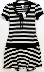 NEW Y2K Limited Too Striped Dress Black White Long Shirt sz 16 Girl Rhinestones - Picture 1 of 10