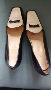 PRADA Vintage Halbschuhe schwarz/weiß Blockabsatz eckige Zehenpartie Größe US 8/38 - Bild 1 von 7