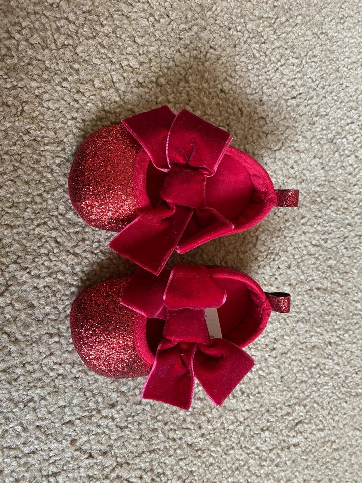 Target Red Glitter Mary Jane Crib Shoe 3-6M - Image 1 of 1