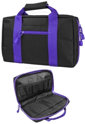VISM Discreet Pistol Case Double Handgun Bag shoot hunt sports tech BLACK-PURPLE - Image 1 of 4