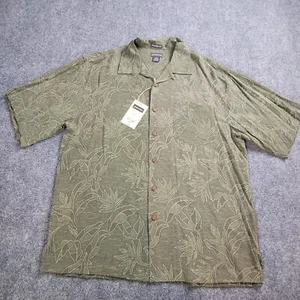 St Johns Bay Shirt Men's Large Button Up Green Short Sleeve NWT - Picture 1 of 8