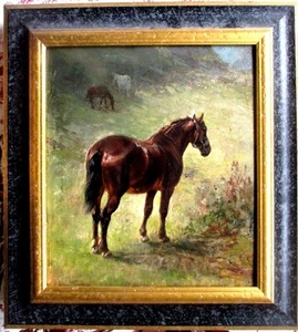 LUDWIG VOLTZ.Ölbild >Pferd in Landschaft< SIGNIERT + Rahmen, 45x41cm SUPER - Bild 1 von 7