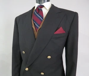 Classic Burberrys' London Black gold buttons double breasted sport coat 42 R - Picture 1 of 9