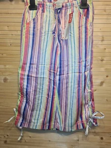 Kids girls diesel satin Vintage rare Rainbow Striped unicorn crop Trousers age 8 - Picture 1 of 4
