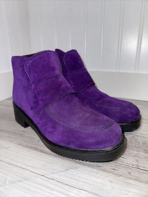 Botas al tobillo Hush Puppies de gamuza púrpura vintage para mujer talla 6 M impermeables Foto 1 de 4