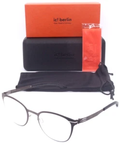 NEW IC! BERLIN LEONA R. TEAK BROWN GUNMETAL AUTHENTIC FRAMES EYEGLASSES 49-22 - Picture 1 of 6