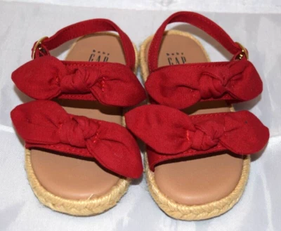 Baby Gap Toddler Girl's Red Bow Sandals Size 5 New - Image 1 of 4