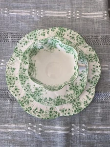 SHELLEY DAINTY GREEN DAISY 053 Trio, Plate 8”, Vintage Rare English Bone China - Picture 1 of 7