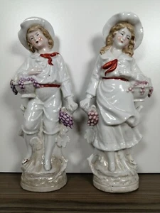 Antique German Figurines Couple Selling Grapes - Picture 1 of 12
