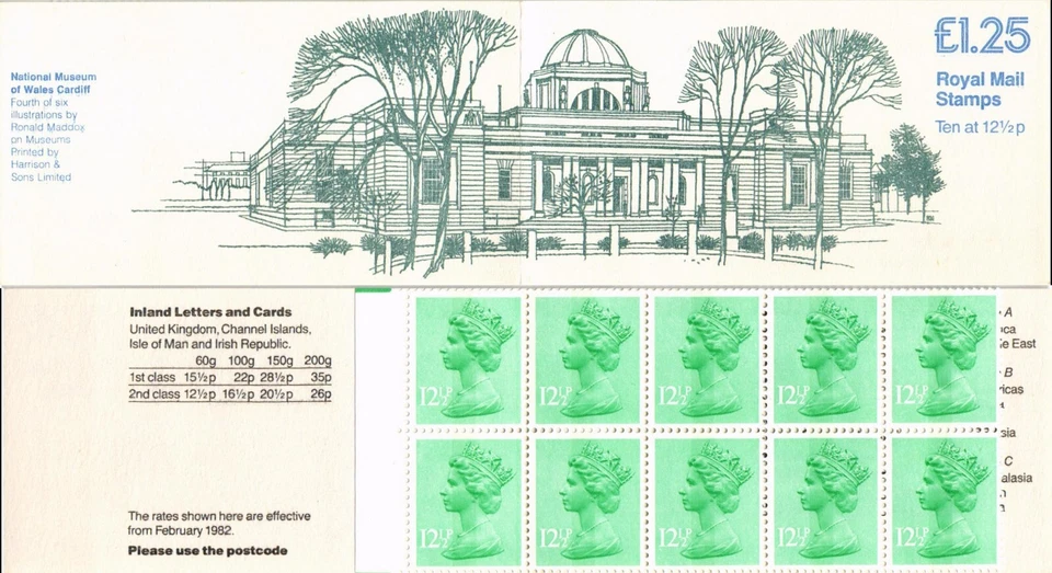 GB 1982 Yvert C 1018-1 £1.25 booklet National Museum Wales Cardiff - Image 1 of 1