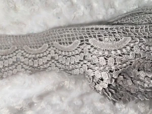 4.75 yards pale light gray Cotton VENISE embroidered Victorian Trim lace 3" wide - Picture 1 of 2