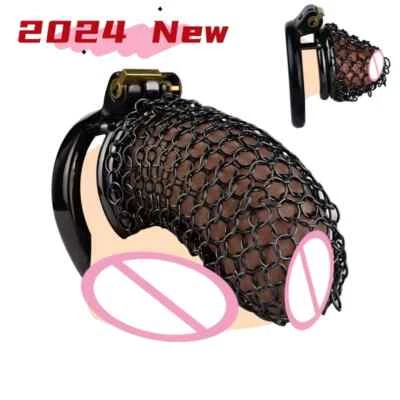 New Stainless Steel Chastity Cage Mesh Lock Anti-slip Desire Control Steel Ring - Image 1 of 4