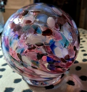 Bellissima palla da guardare in vetro, palla da strega viola design mosaico firmata soffiata a mano - Foto 1 di 13