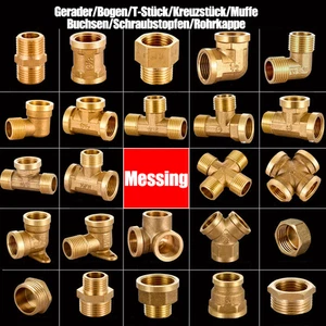 1/2" & 3/4" Messing T-Stück/Bogen/Gerade/Kreuzstück Rohr Fitting ZG Gewinde - Picture 1 of 33