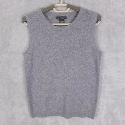Cashmere C By Bloomingdale's Vest Sweater Womens Size M Grey 2-Ply Academia - Image 1 of 4