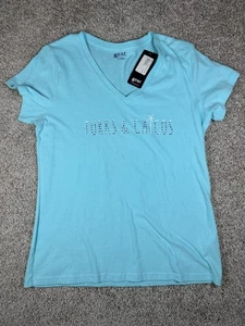 Camiseta Turks And Caicos Nueva con Etiquetas Manga Corta Island Treasures Talla L Azul Cuello en V Turq - Imagen 1 de 4