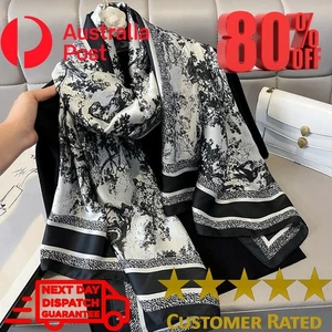 Scarf Large Soft Silky Feel Women Ladies Rectangle 180cmx90cm Letter Print - Picture 1 of 13