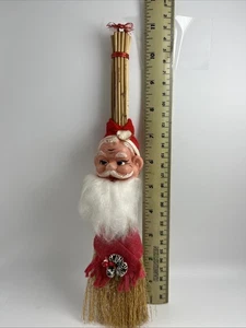 Vintage Weihnachtsmann Strohbesen 11" lang Wandhänger oder Baumschmuck - Bild 1 von 11