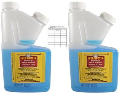 PetWealth Bundle containing Durvet Ivermectin Pour-On Dewormer for Cattle...