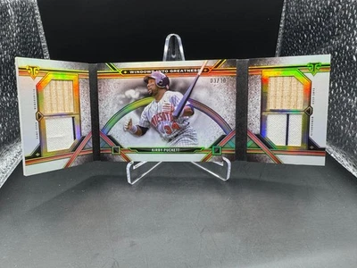 ¡2024 TOPPS TRIPLES HILOS!  KIRBY PUCKETT!  ¡4 RELIQUIAS USADAS EN JUEGOS!  #/10!  SP! Foto 1 de 2