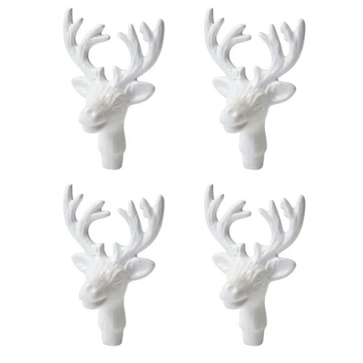 4er Set Kerzenstecker Hirschkopf Weiß Kerzenpin Kerzenpiekser Deko Kerzen  - Bild 1 von 4