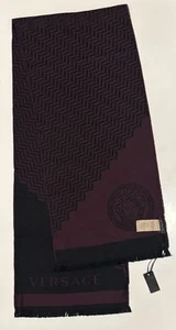 Versace Burgundy Wool Scarf Modello ISC3601 Made In Italy - Picture 1 of 7