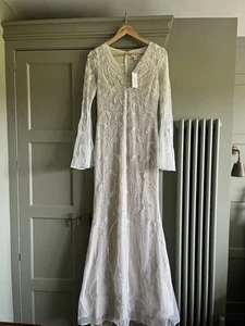 Wedding Dress In Nude From Coast - Size 10 - Premium Embroidered Trailing (New) - Picture 1 of 15