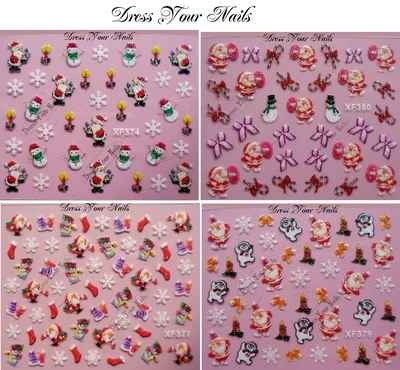 DRESS YOUR NAILS NAIL STICKERS Nagelaufkleber WEIHNACHTEN WEIHNACHTEN selbstklebend Nail Art zum Selbermachen 3D Schneemann - UK