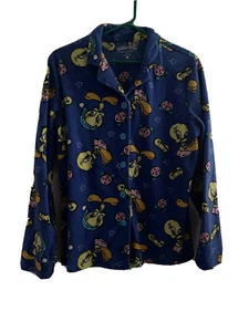 Vintage Looney Tunes Tweety Bird Pajama Top Size L Fleece - Picture 1 of 4