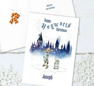 Personalised Harry Potter Hogwarts Christmas Greetings Card & Envelope - Picture 1 of 3