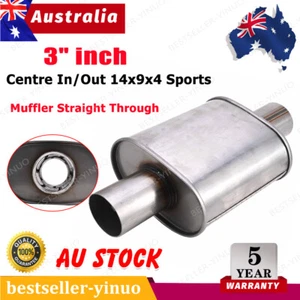 409 Stainless Steel 3" inch Muffler Straight Through Centre In/Out 14x9x4 Sports - Picture 1 of 8