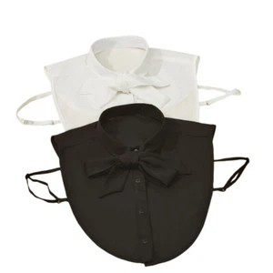 Lady Plain Chiffon Ribbon Detachable Fake Neck Collar Lapel False Shirt Choker - Picture 1 of 3