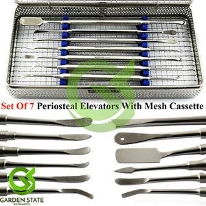 Set Of 7 Dentist Periosteal Elevators Implant Surgery Sinus Lifting Cassette  - Picture 1 of 11
