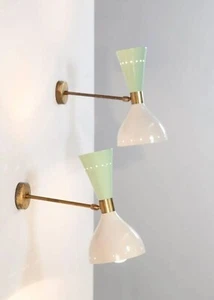 Pair of 1950s Italian Modern Diabolo Sconces Stilnovo Style Wall Light Fixture - Picture 1 of 7