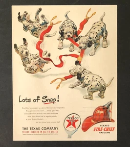 Publicidad Texaco 1951 gasolina perro dálmata cachorros bomberos impresión de colección AD - Imagen 1 de 2