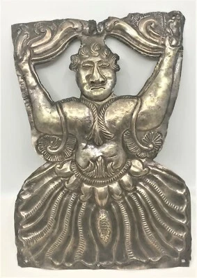 19th cent Repousse Sterling Silver South American Deity Spanish colonial plaque - Image 1 of 4