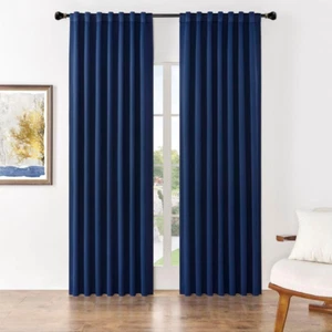 90 Inch Blackout Curtains for Bedroom, Thermal Insulated Black Out Curtains 2 Pa - Picture 1 of 8
