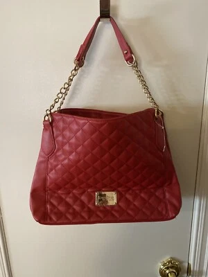 BEBE  Satchel Quilted Chain  Purse Red - Image 1 of 4
