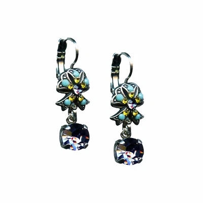 Pendientes Mariana Arco Colgante Turquesa, Jonquil Amarillo y Púrpura Grito Austriaco... Foto 1 de 3