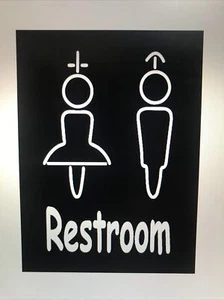 Letrero de baño / divertido / letrero de vinilo puerta de pared 6" x 8" - Imagen 1 de 1