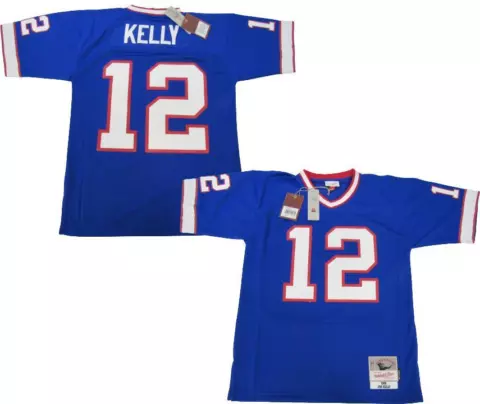 New 1990 Jim Kelly #12 Buffalo Bills Mens Sizes Mitchell & Ness Jersey $160 Cover