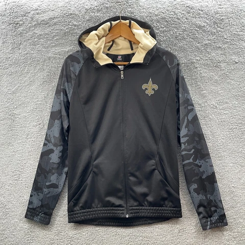 New Orleans Saints Hoodie Youth XL Black Camo NFL Team Apparel Full Zip Pockets Cover