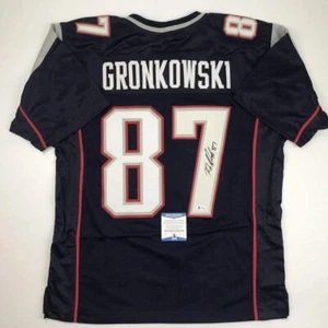 Autographed/Signed Rob Gronkowski New England Blue Jersey Beckett BAS COA Auto - Picture 1 of 4