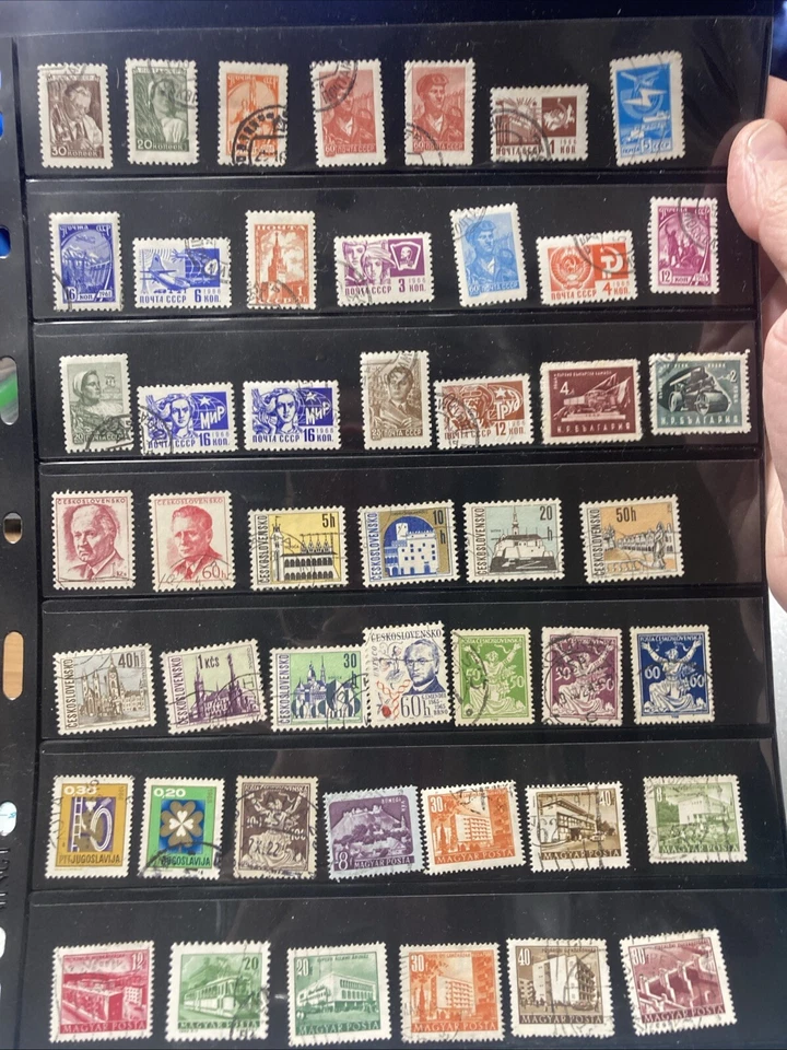 80+ Vtg. Cancelled Eastern European Air Mail/Postcard Small Stamps, 1961-1968. - Image 1 of 4