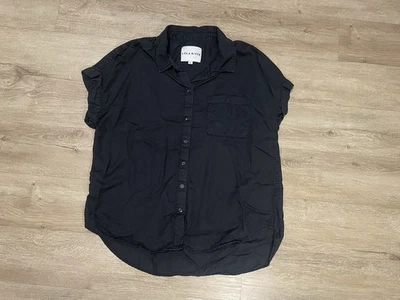 Camisa negra manga corta Lola River para mujer talla XL Tencel abotonada Foto 1 de 4