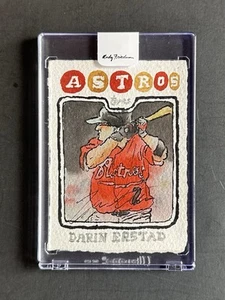 Topps Spotlight Darin Erstad Original Watercolor Painting 1/1 Andy Friedman Auto - Picture 1 of 2